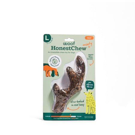 Woof Dog Toy Honest Chew Meaty Beef Antler Large