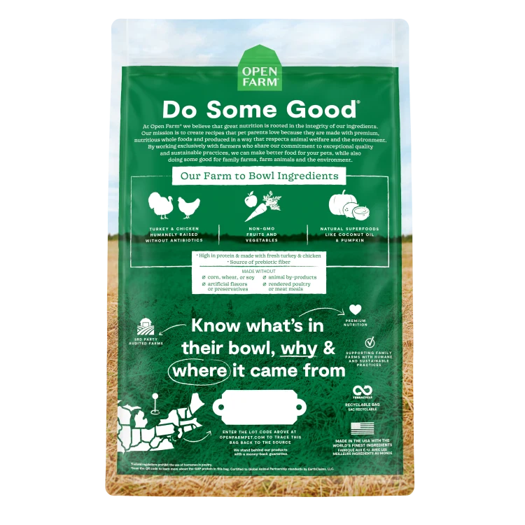 Open Farm Grain Free Homestead Turkey Chicken Dog 22 lb