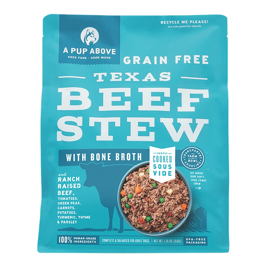 A PUP ABOVE DOG FROZEN GRAIN FREE TEXAS BEEF STEW 3LBS