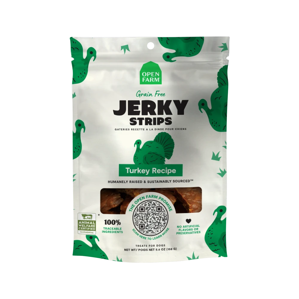 Open Farm Dog Treat GF Jerky Strips Turkey 5.6 oz