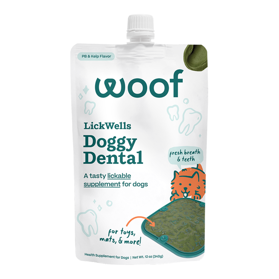 Woof Dog Treat Lickwells Doggy Dental PB Kelp 12 oz