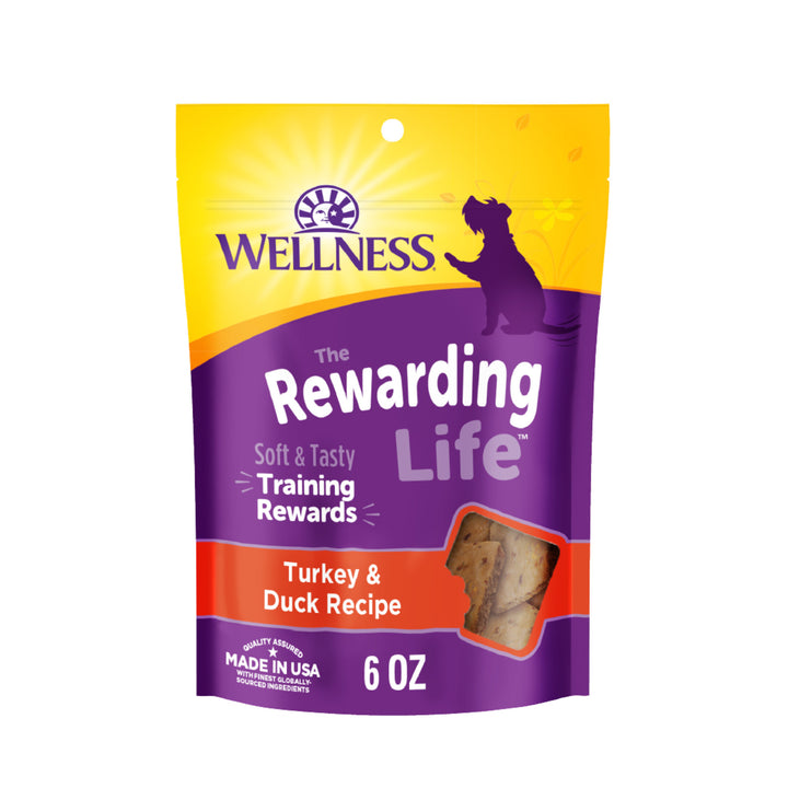 Wellness Rewarding Life Dog Treats, Natural, Training Treat, Grain Free, Soft Turkey &amp; Duck (6 Ounce bag)