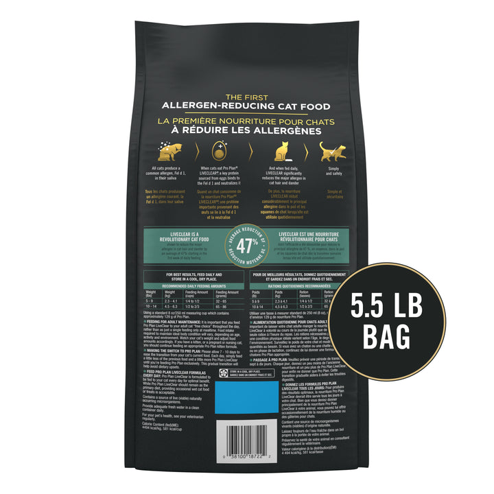 Pro Plan Live Clear Allergen Reducing Sens. Skin Stomach Turkey Cat 5.5 lb back
