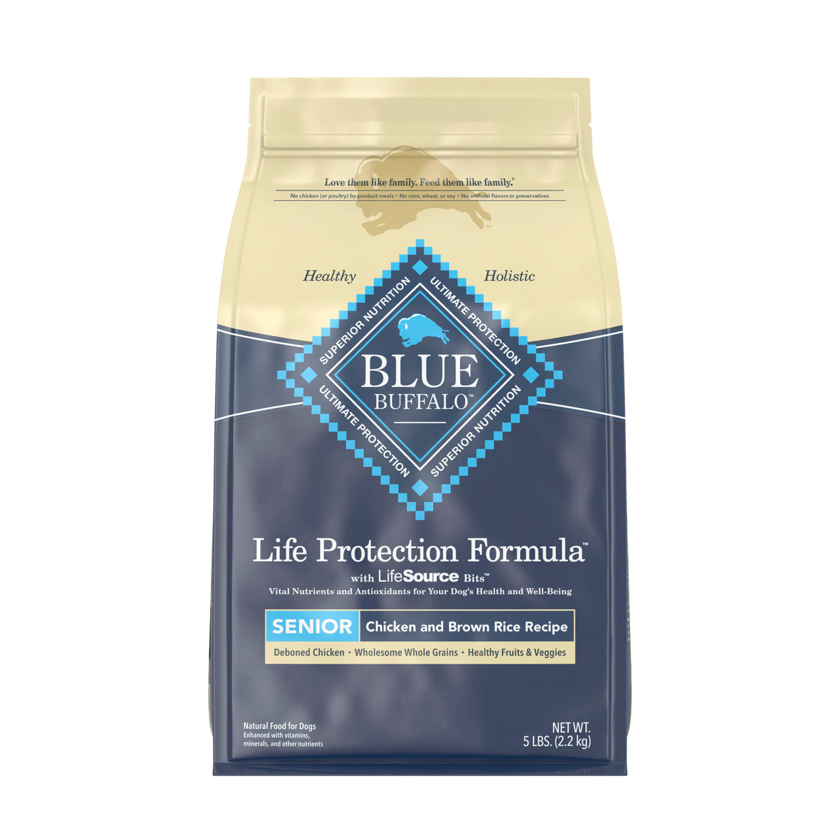 Blue Buffalo Senior Chicken and Brown Rice 5 lb **NEW SKU