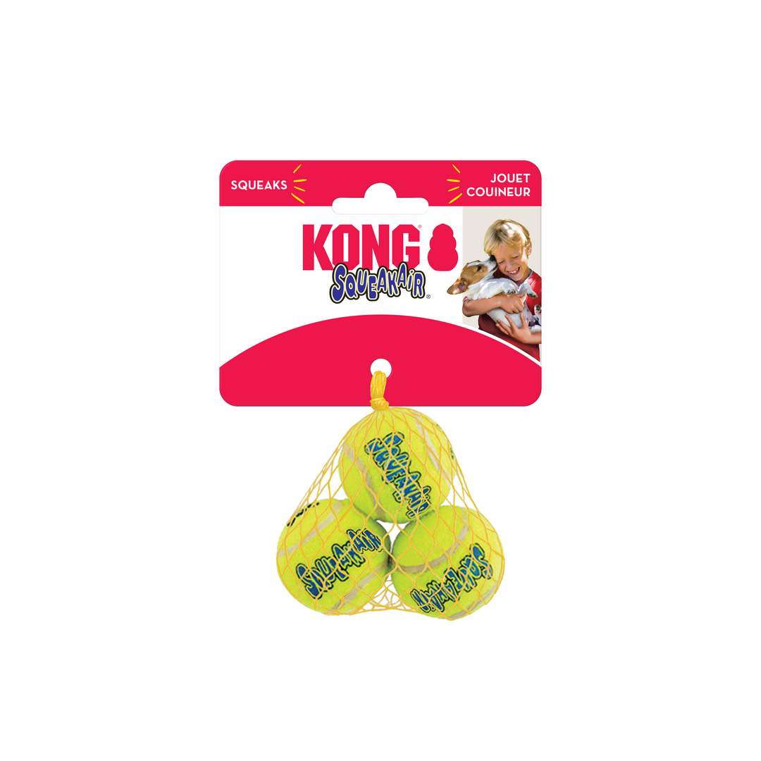 3 Pack Extra Small Air Kong Squeaker Tennis Balls