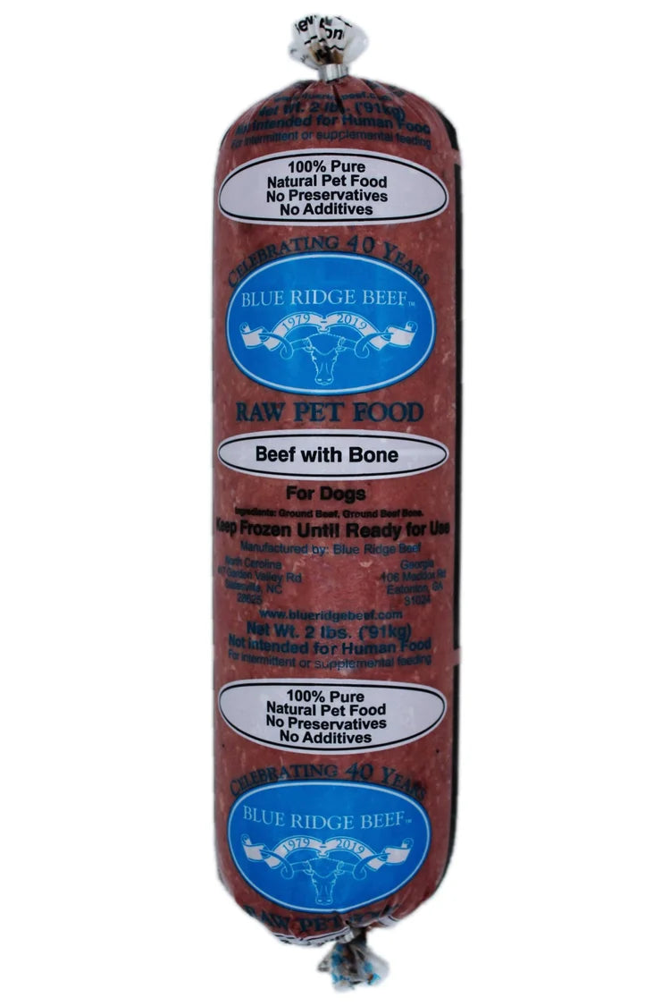 Blue Ridge Beef Frozen Dog Food Beef with Bone 2lb
