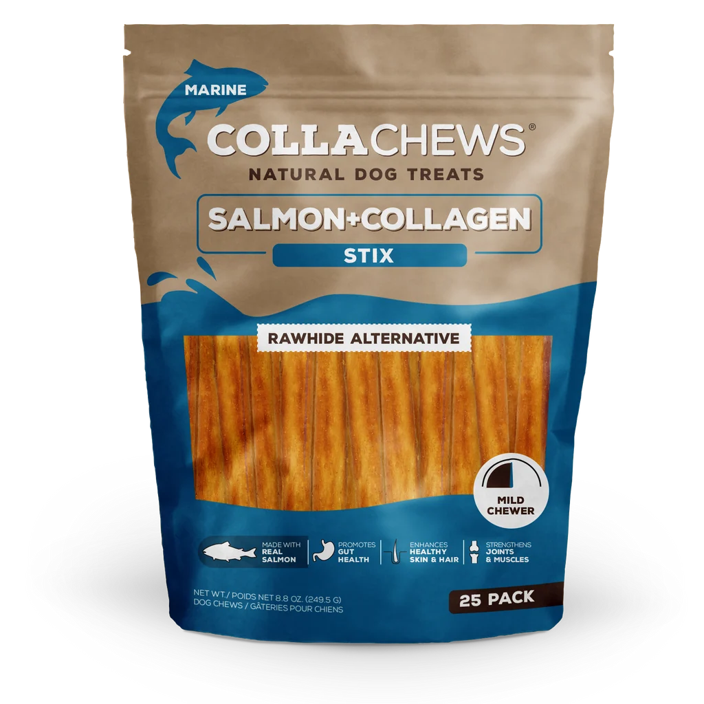 CollaChews 5in Salmon Collagen Stix 25 Pack Bag