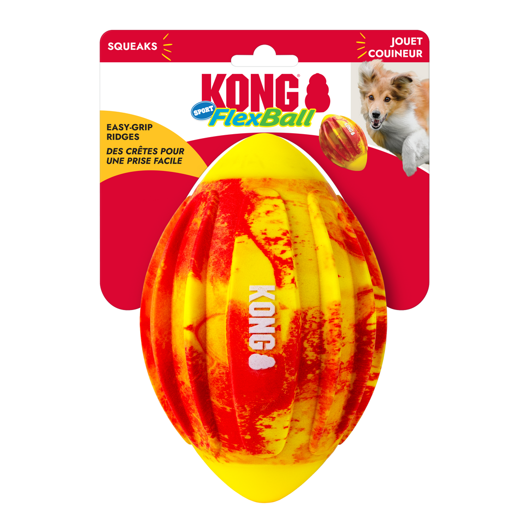 Kong Flexball Sport Football Dog Toy Red Medium