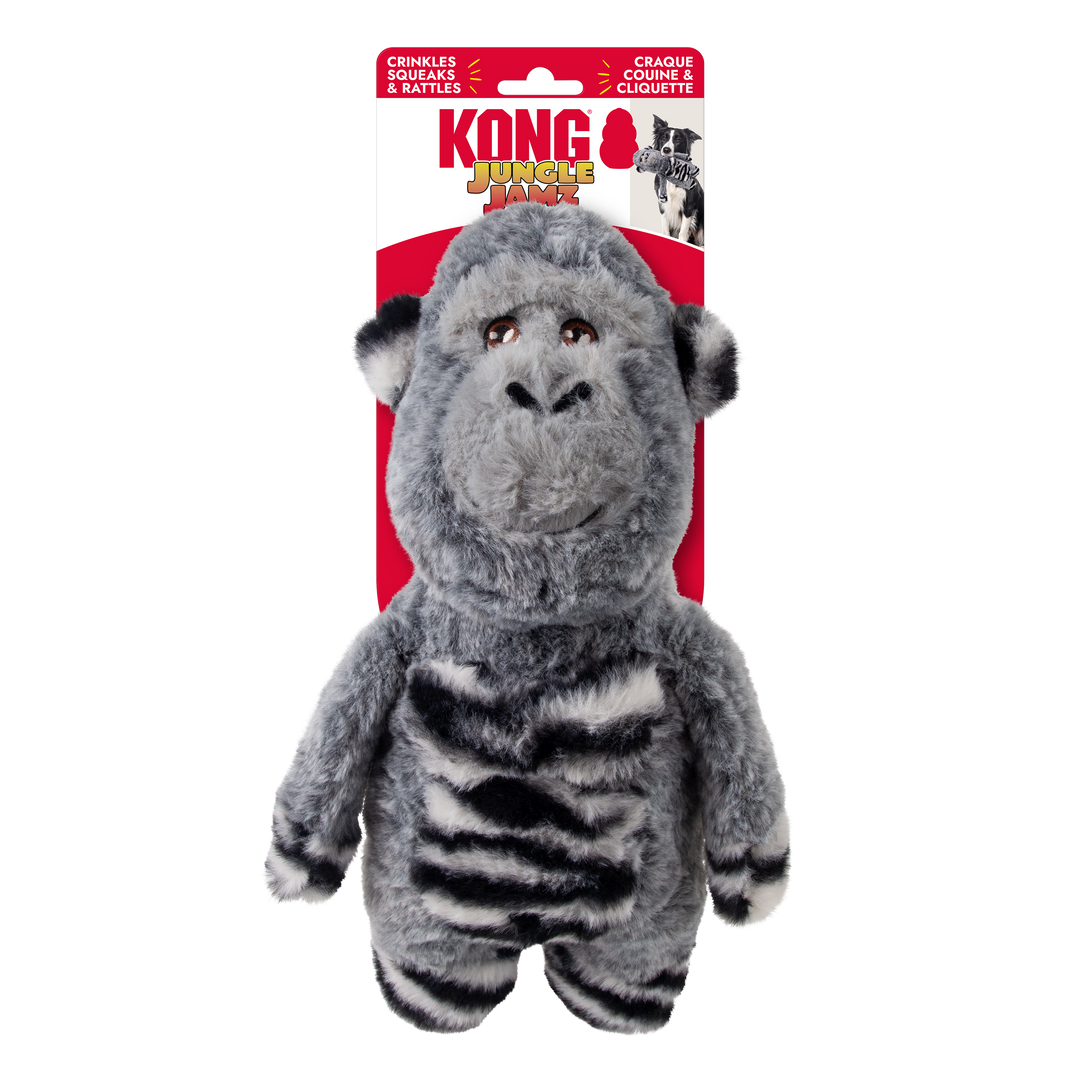 KONG Jungle Jamz Gorilla Dog Toy Grey MD LG