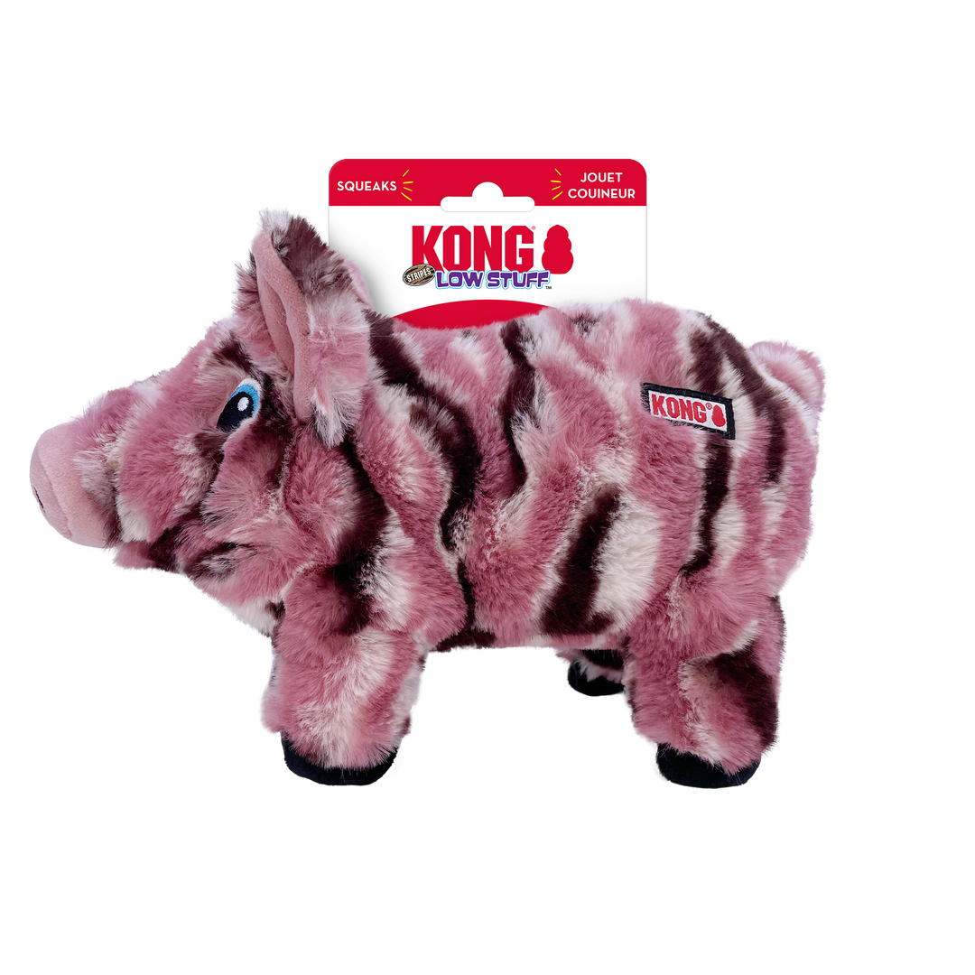 Kong Low Stuff Stripes Pig Plush Dog Toy Medium