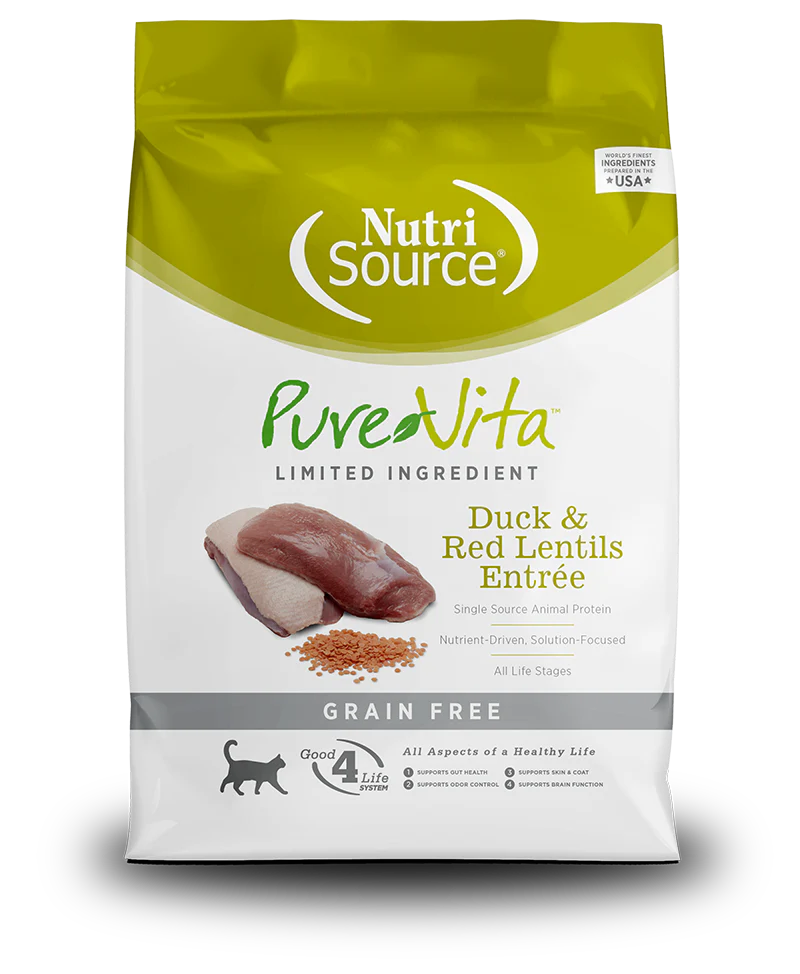 NutriSource PureVita Duck and Red Lentils Grain Free Dry Cat Food 12 lbs