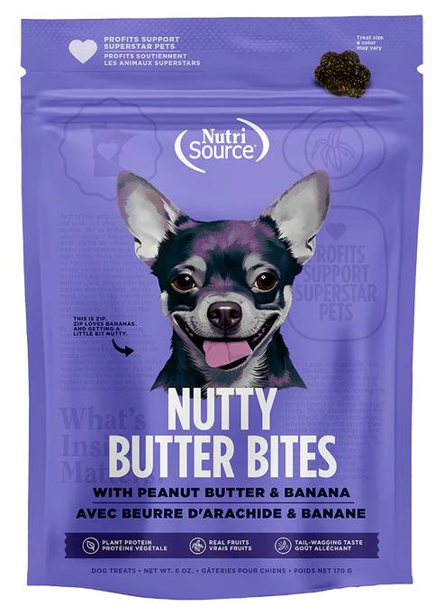 NutriSource Nutty Butter Bites Peanut Butter and Banana Soft Dog Treats 6 oz