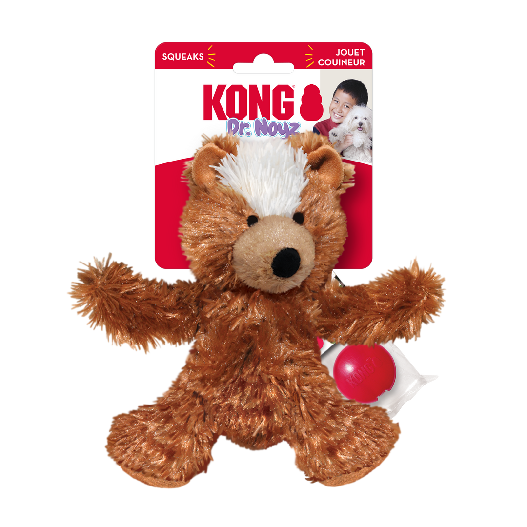 Kong Dr Noys Teddy Bear Squeaker Dog Toy Medium 8"
