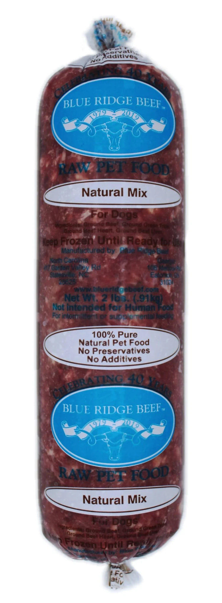 Blue Ridge Beef Dog Frozen Natural Mix 2LB Chubs