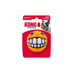 KONG Grinz Puffer Fish Dog Toy Orange MD