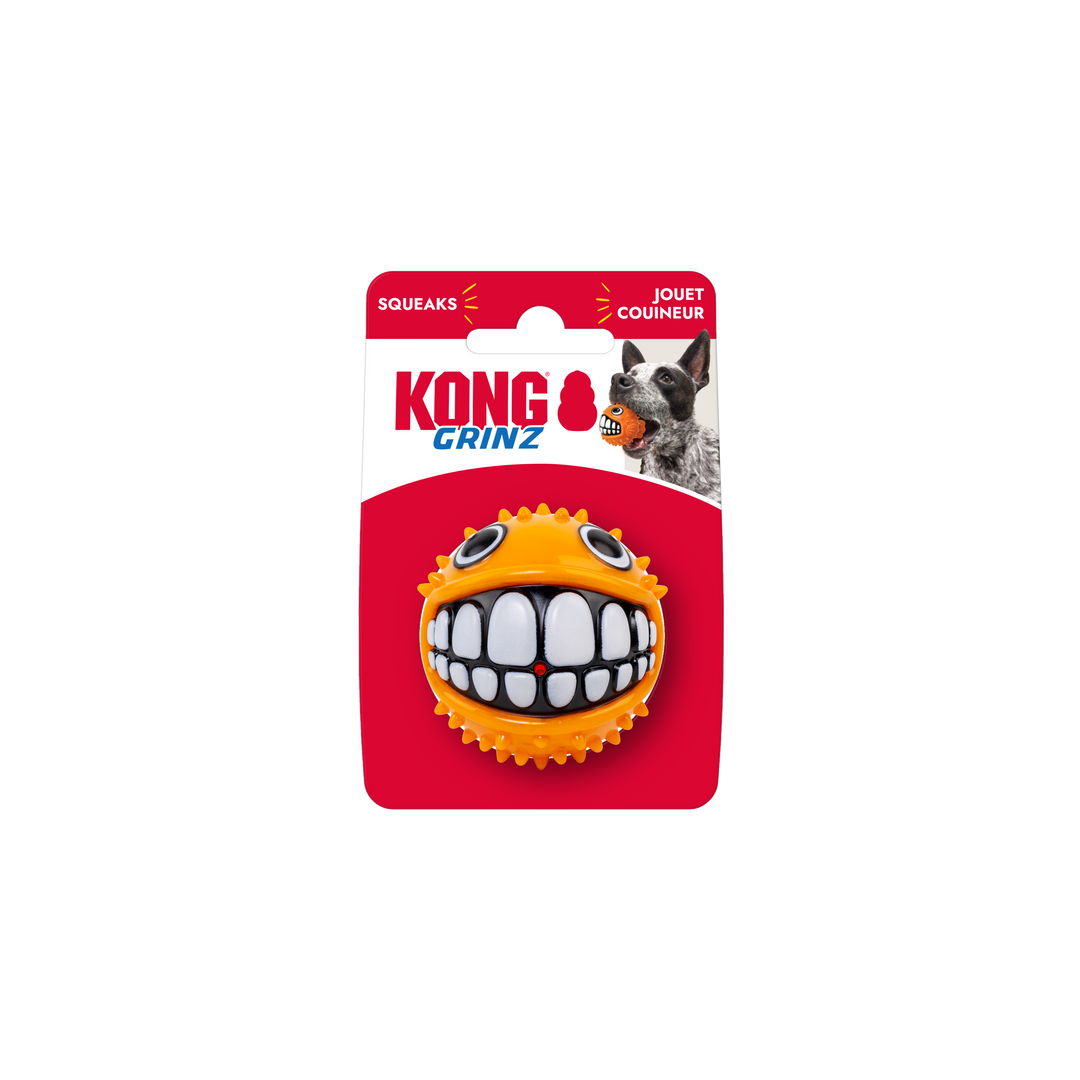 KONG Grinz Puffer Fish Dog Toy Orange SM