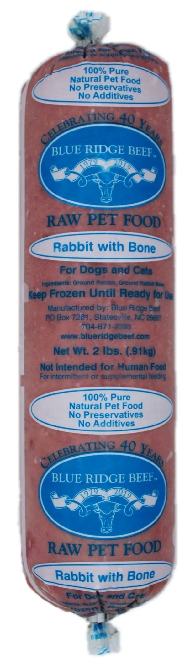 Blue Ridge Beef Dog Cat Frozen Rabbit Bone 2LBChubs