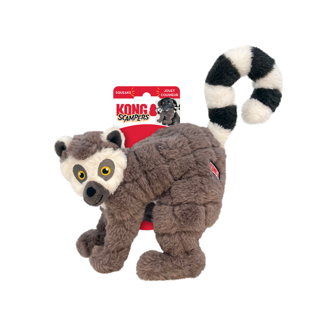 Kong Scampers Lemur Dog Toy Grey Medium