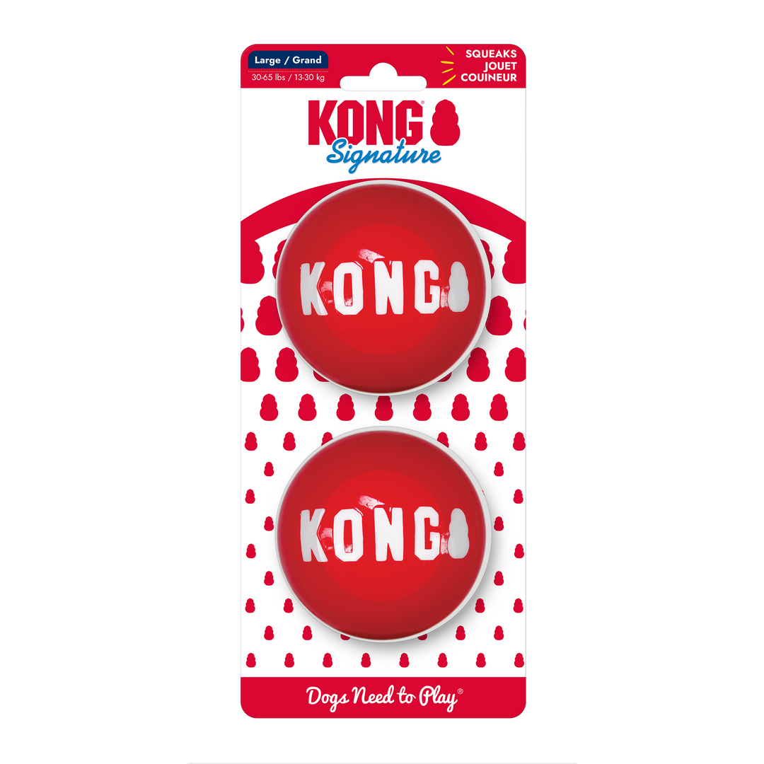 Kong Signature Balls Dog Toy Large 2pk
