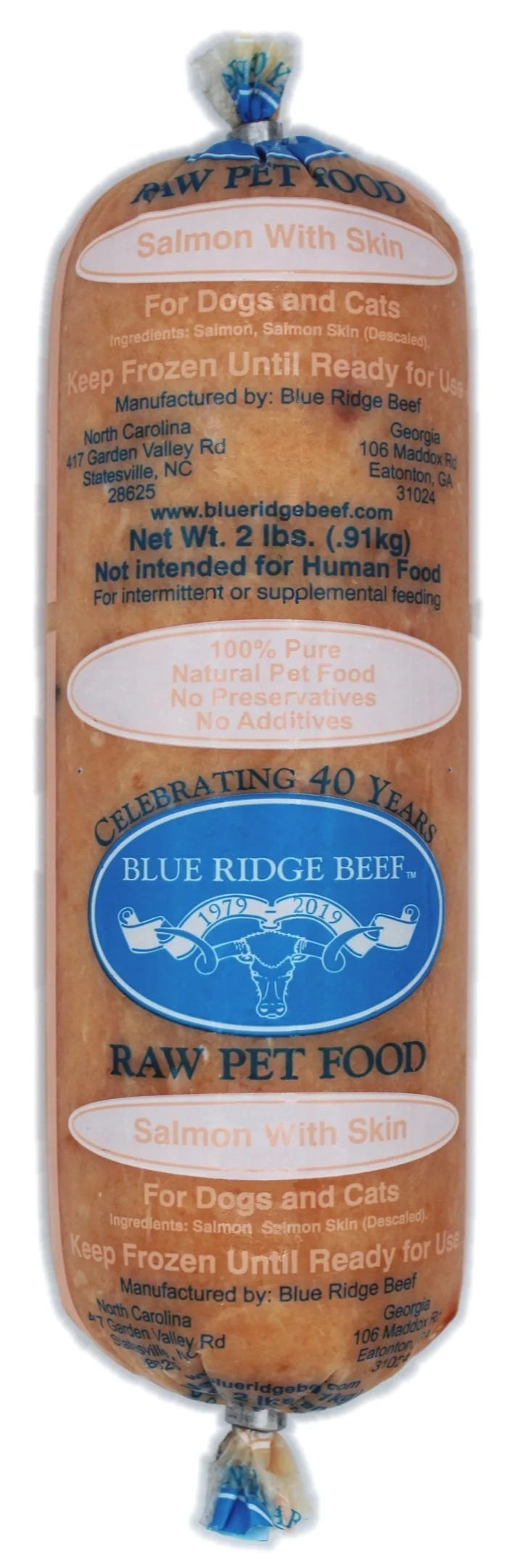 Blue Ridge Beef Dog Cat Frozen Salmon Skin Descaled 2LB