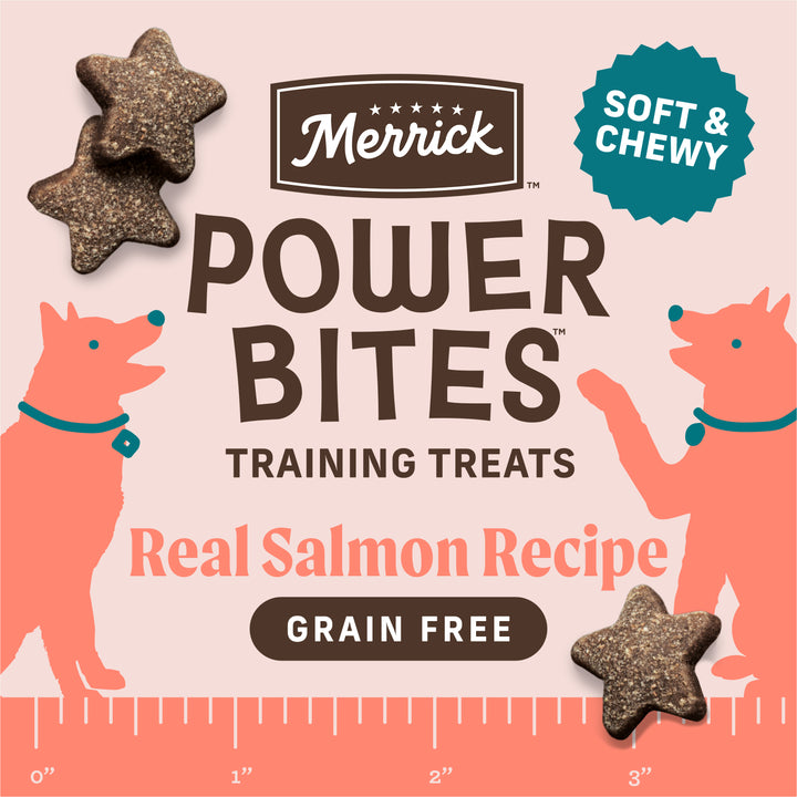 Merrick Power Bites Salmon Treats 6oz unpacked