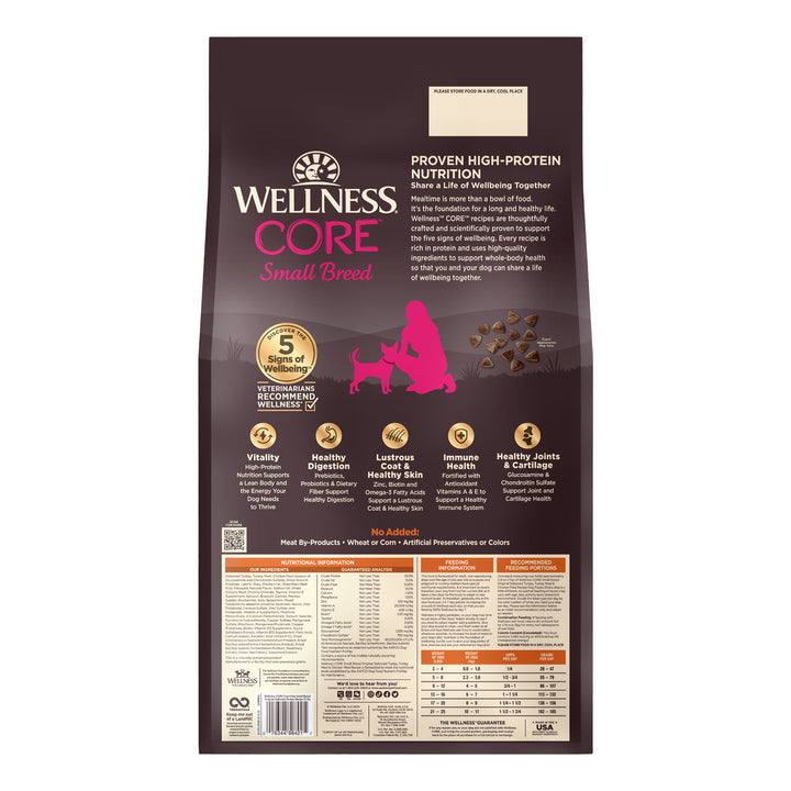 Wellness CORE Dry Dog Food, Small Breed, Grain-Free, High Protein, Natural, Original Deboned Turkey, Turkey Meal &amp; Chicken Meal Recipe, (12-Pound Bag)