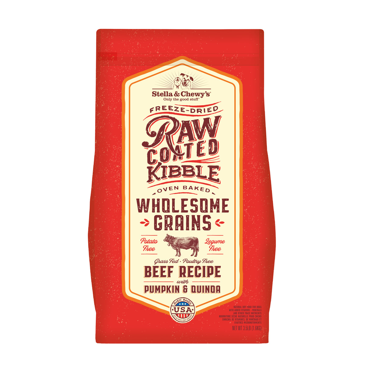 Kibble Raw Coated Wholesome Grain Beef - 3.5 lb