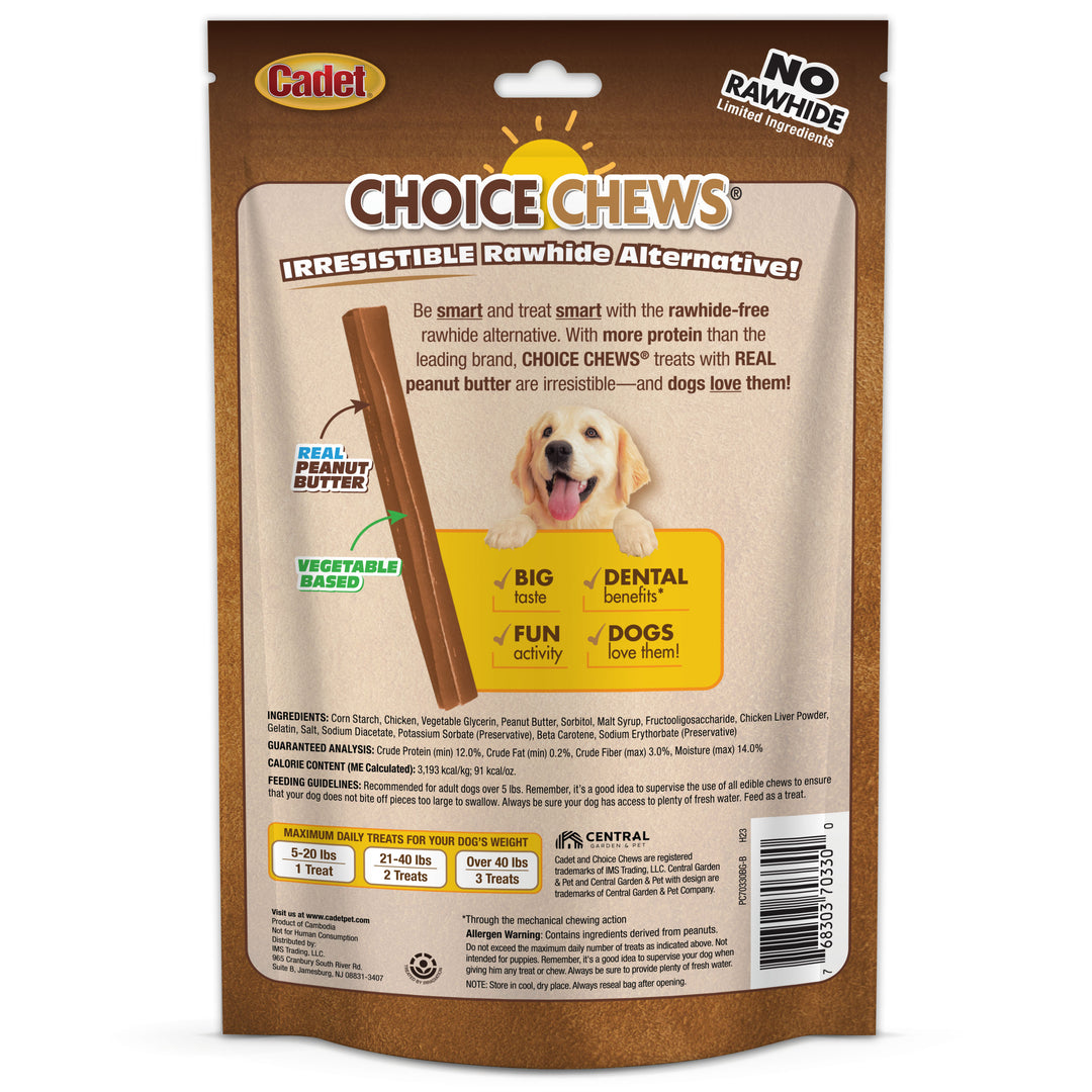 Cadet Choice Chews No Rawhide Dog Chew Sticks Peanut Butter 7 Ounce (10 Count)