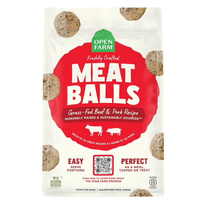 Open Farm Dog Frozen Meatballs Beef Pork 14 oz