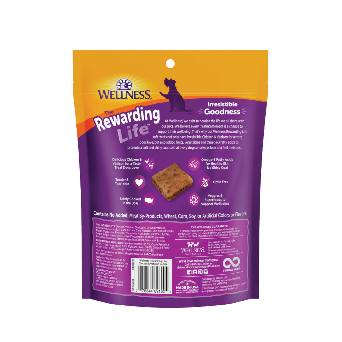 Wellness Rewarding Life Dog Treats, Natural, Training Treat, Grain Free, Soft Chicken & Venison (6 Ounce bag)