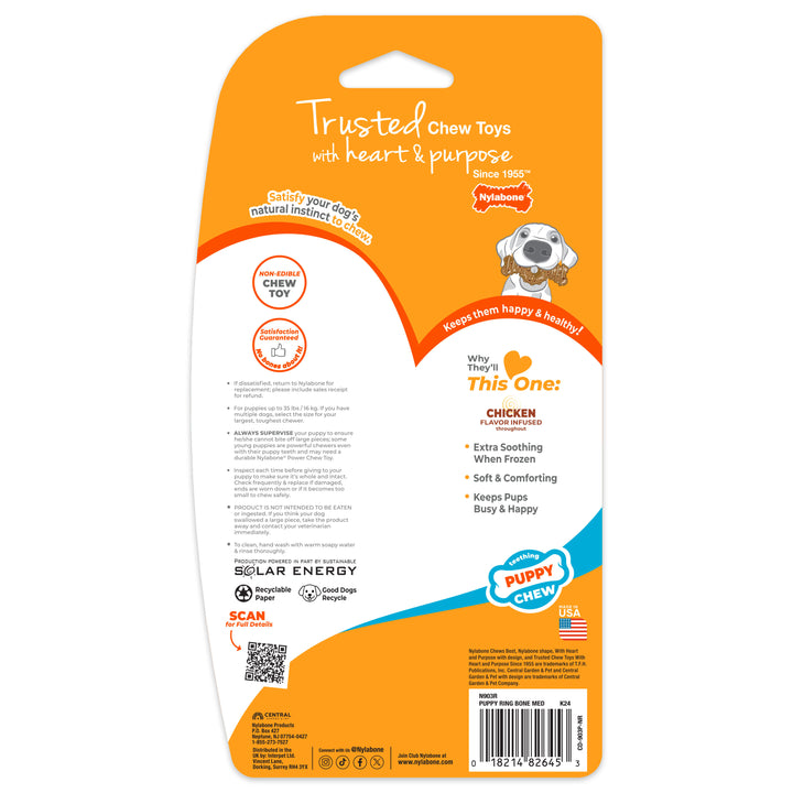 Nylabone Puppy Chew Teething Ring Bone Chew Toy Chicken Medium (1 Count)