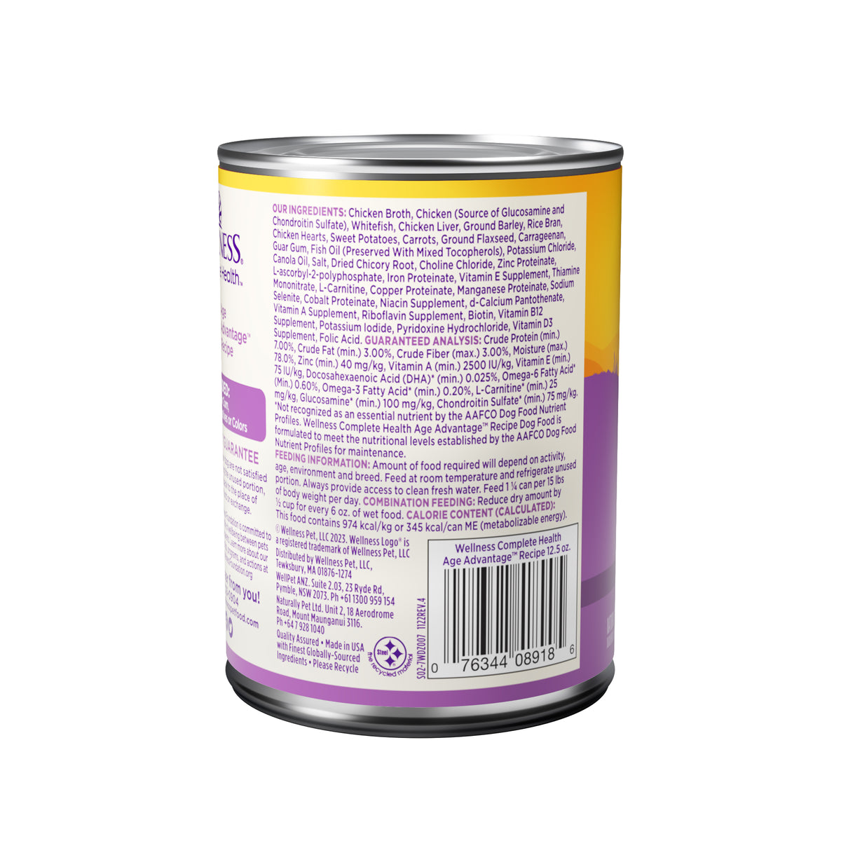 Wellness Complete Health Natural Wet Canned Dog Food, Age Advantage Chicken & Sweet Potato, 12.5-Ounce Can (Pack of 12)