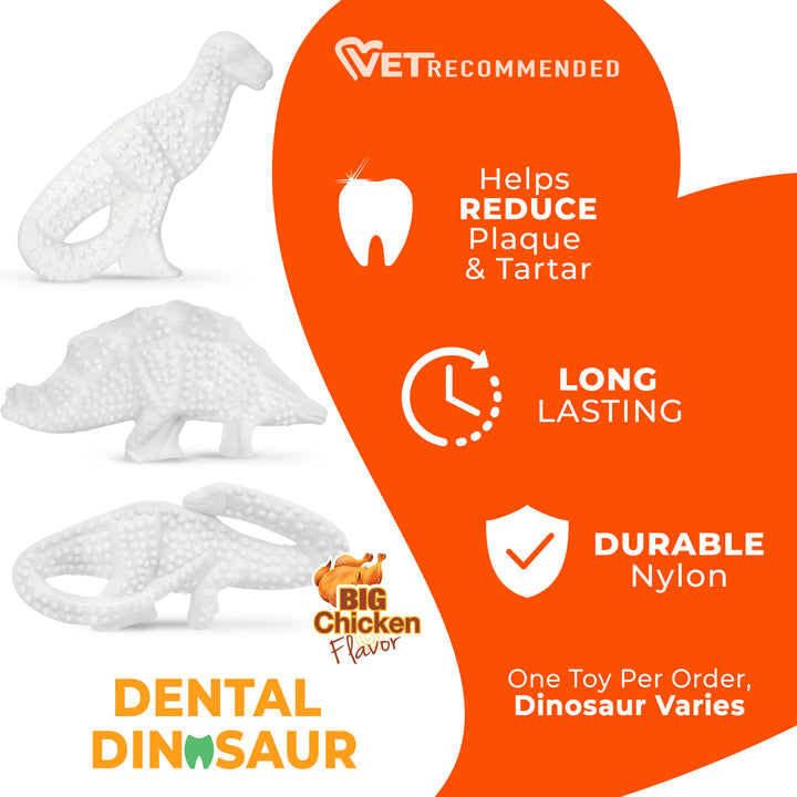 Nylabone Power Chew Dental Dinosaur Dog Chew Toy Chicken Large (1 Count)