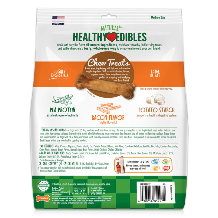 Nylabone Healthy Edibles All-Natural Long Lasting Chew Treats Bacon Medium (7 Count)