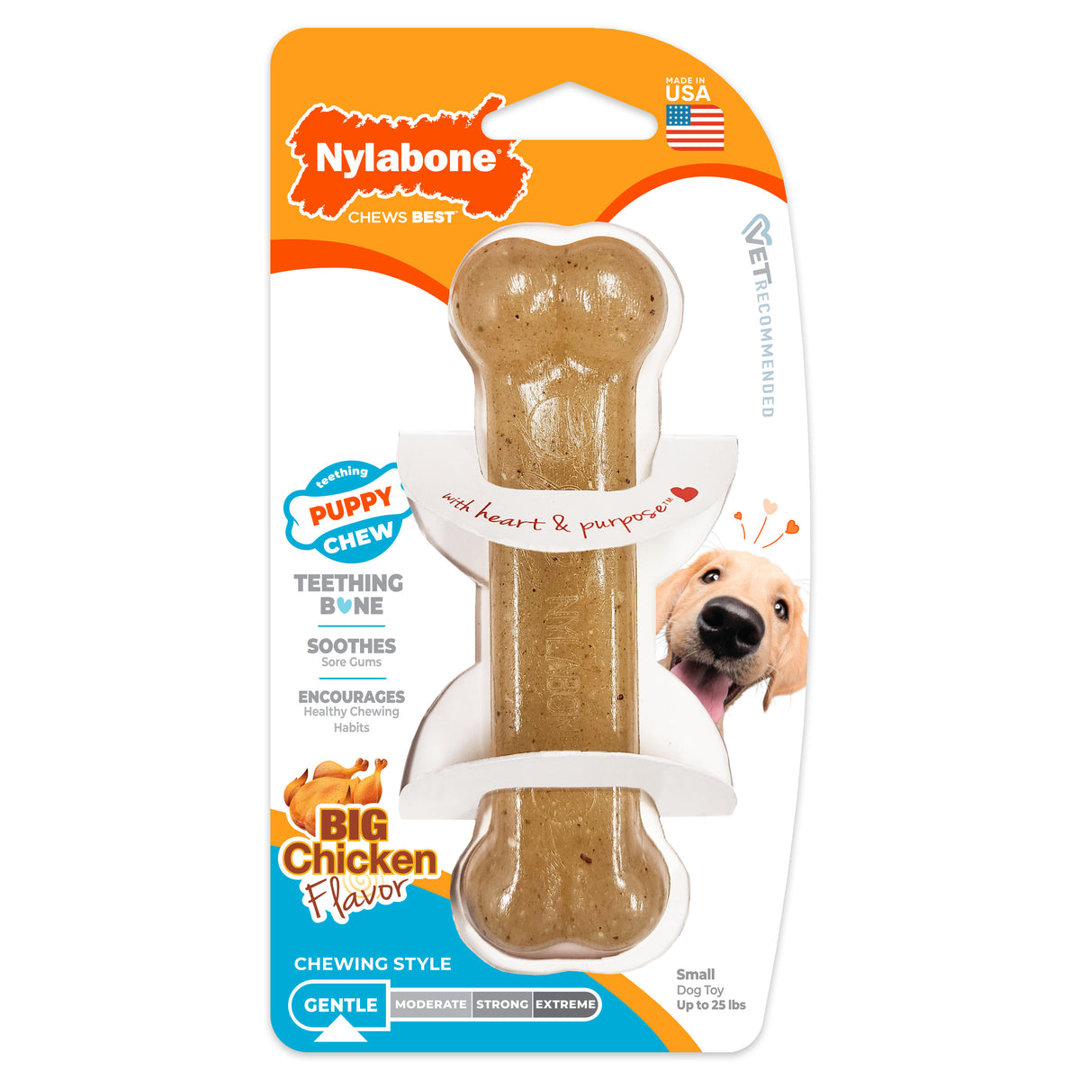 Nylabone Puppy Chew Teething Bone Dog Chew Toy Chicken Small (1 Count)