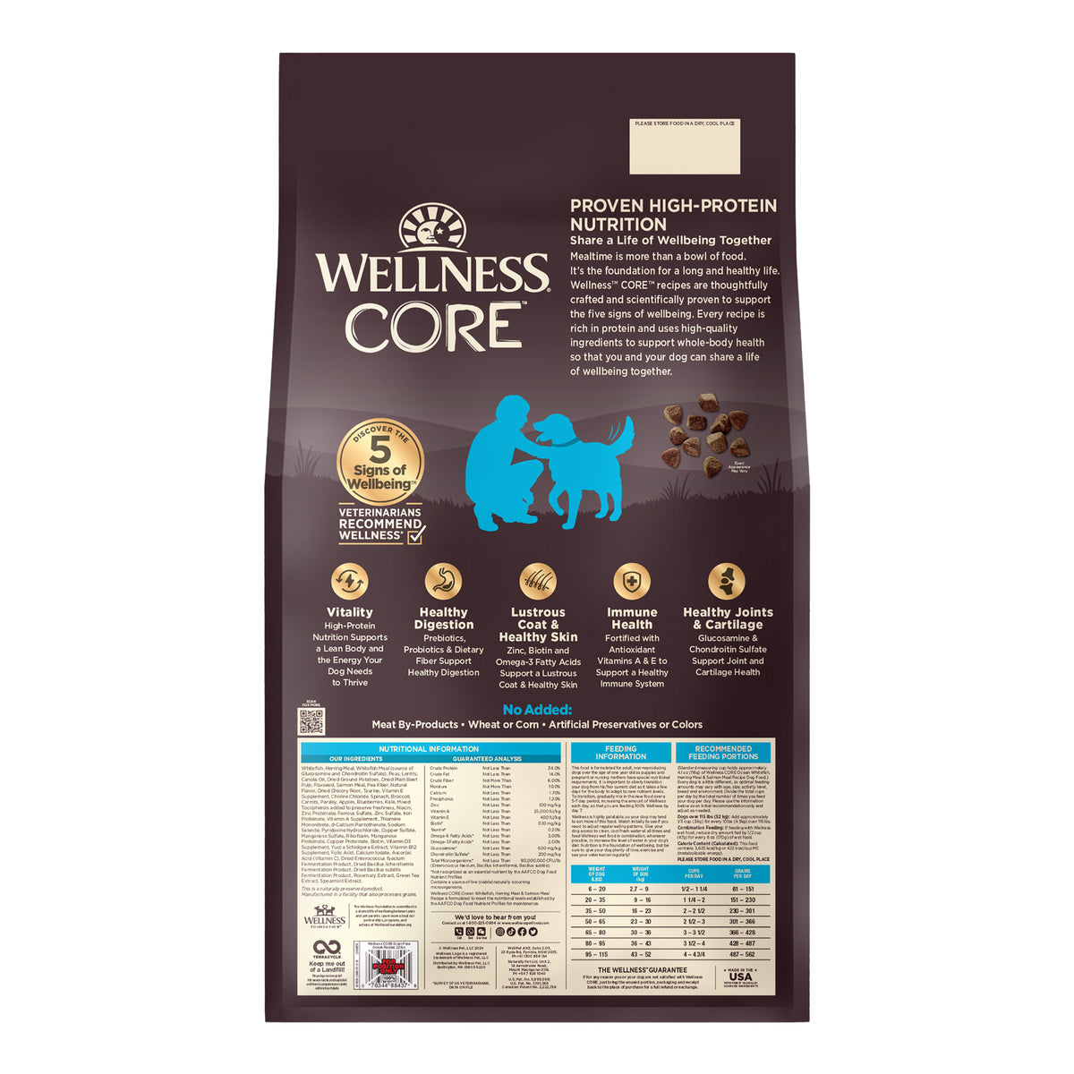 Wellness CORE Dry Dog Food, Grain-Free, High Protein, Natural, Ocean Whitefish, Herring Meal & Salmon Meal, 22-Pound Bag