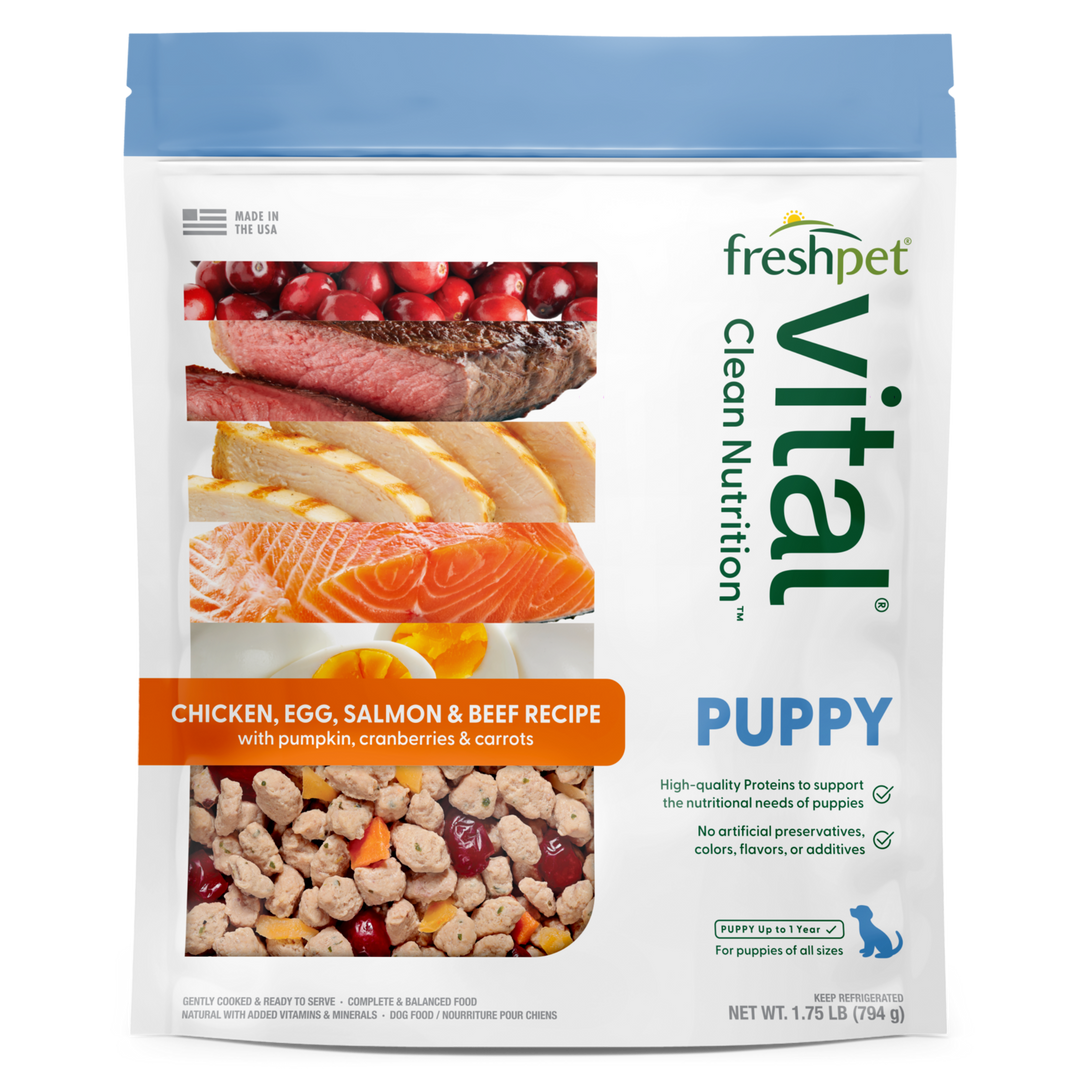 FreshPet Vital puppy chicken, egg, salmon &amp; beef puppy recipe with pumpkin, cranberries &amp; carrots 1.75LB