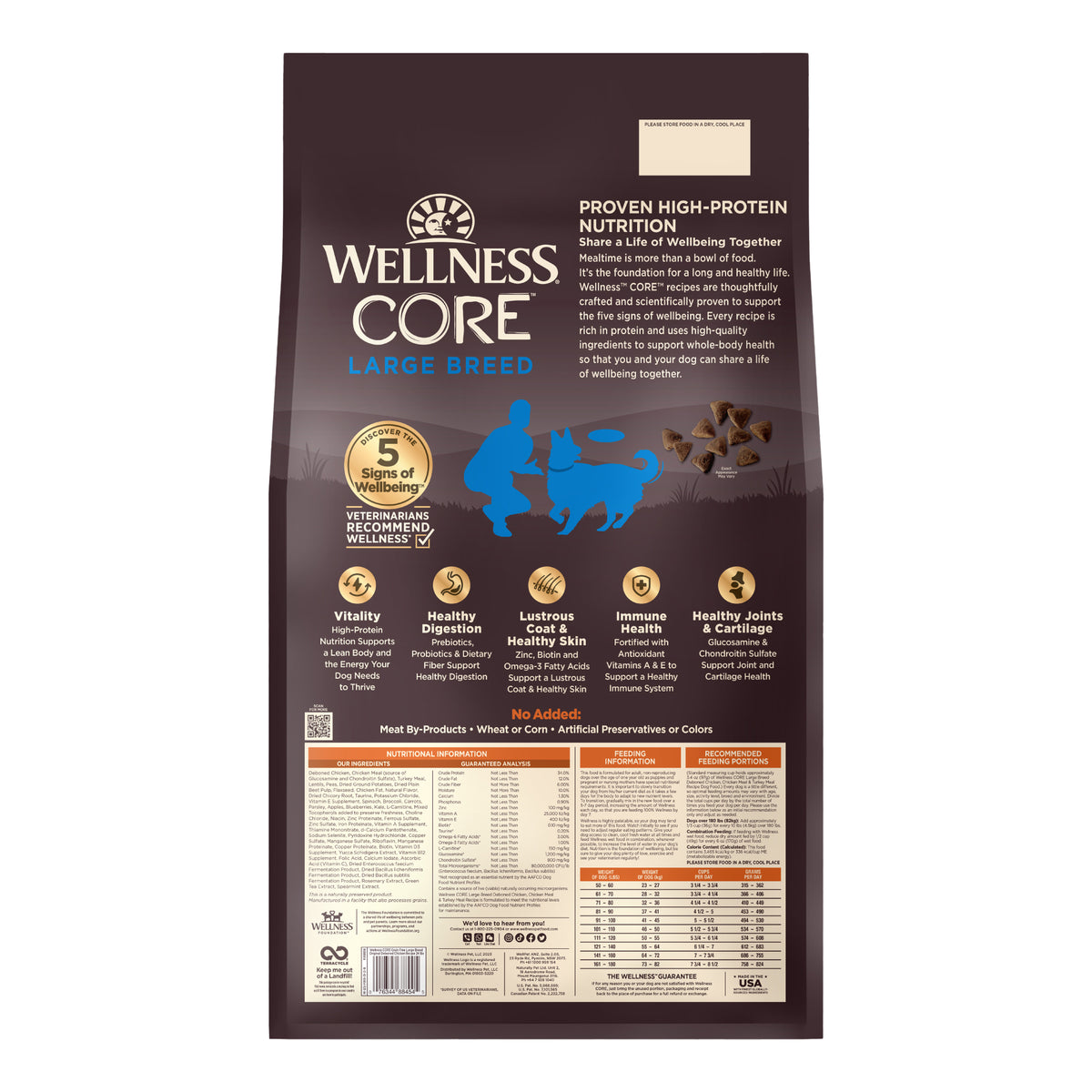 Wellness CORE Dry Dog Food, Large Breed, Grain-Free, High Protein, Natural, Deboned Chicken, Chicken Meal & Turkey Meal Recipe, 24-Pound Bag