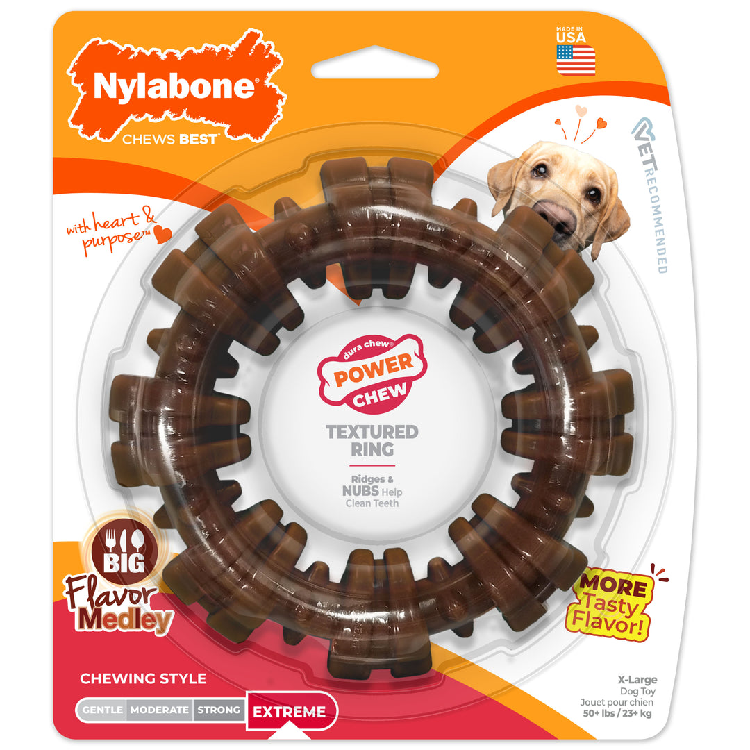 Nylabone Power Chew Textured Ring Dog Chew Toy Flavor Medley X-Large (1 Count)