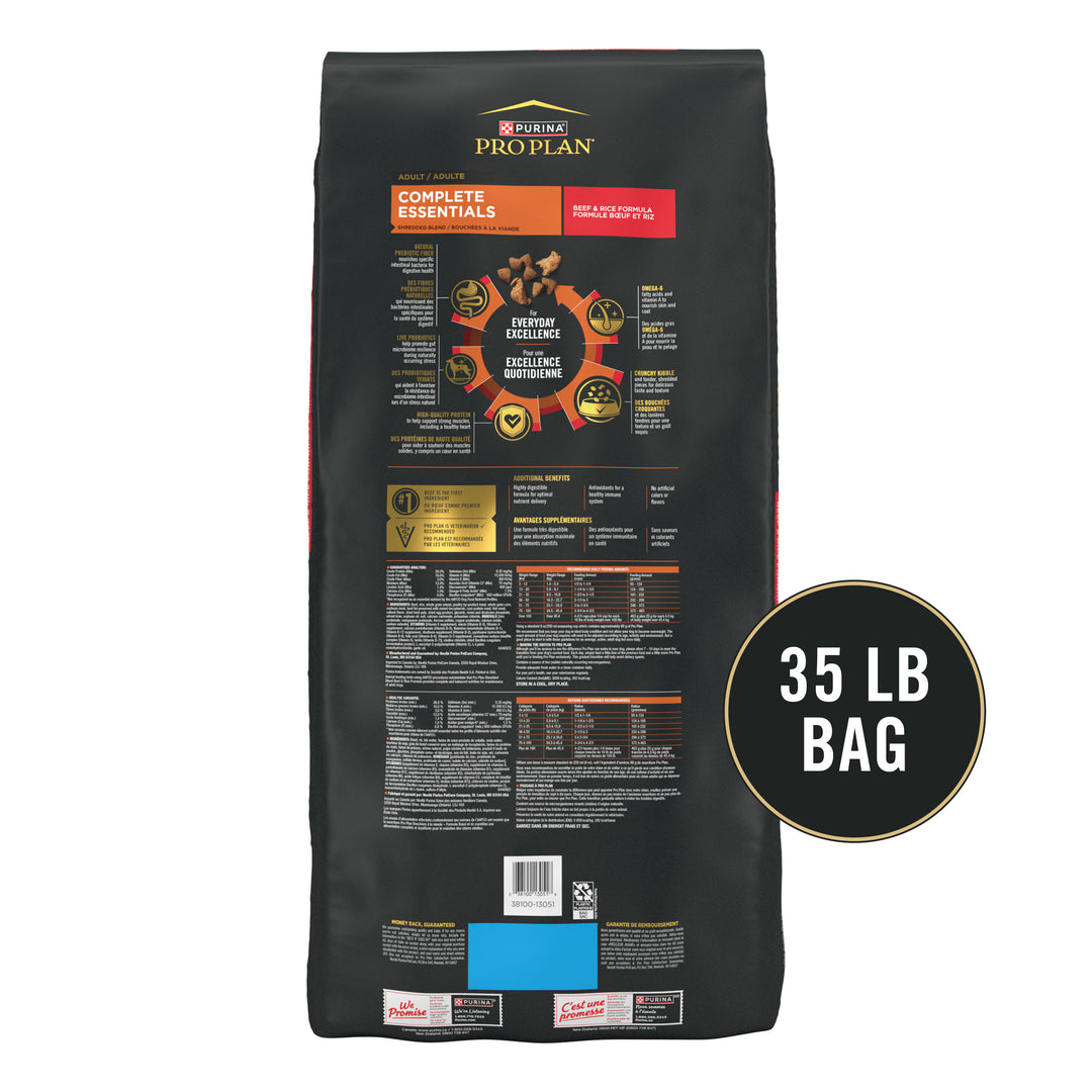 Pro Plan Shredded Blend Beef/Rice 35lb back
