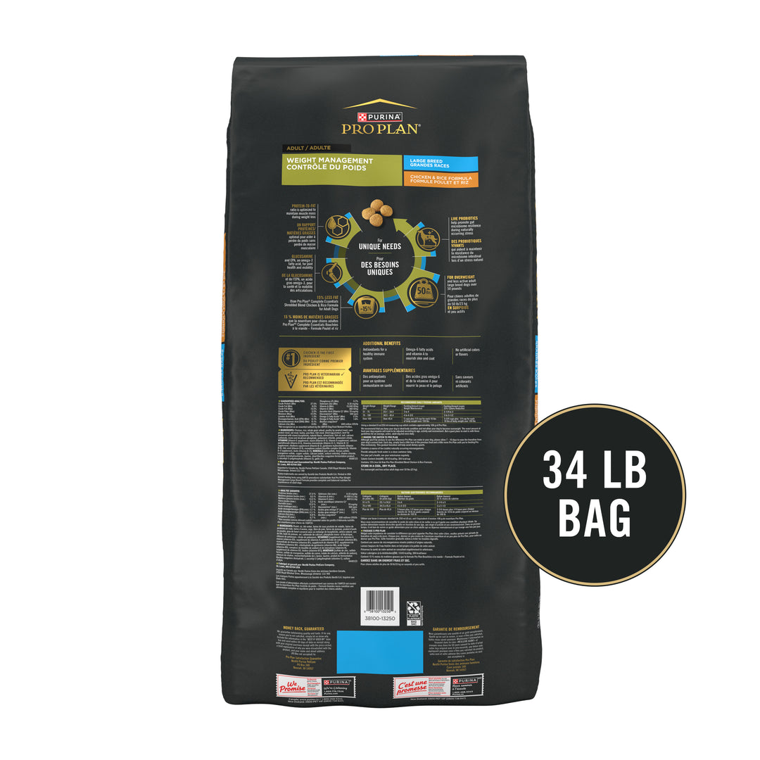 Purina Pro Plan Dog Weight Management Large Breed 34lb back