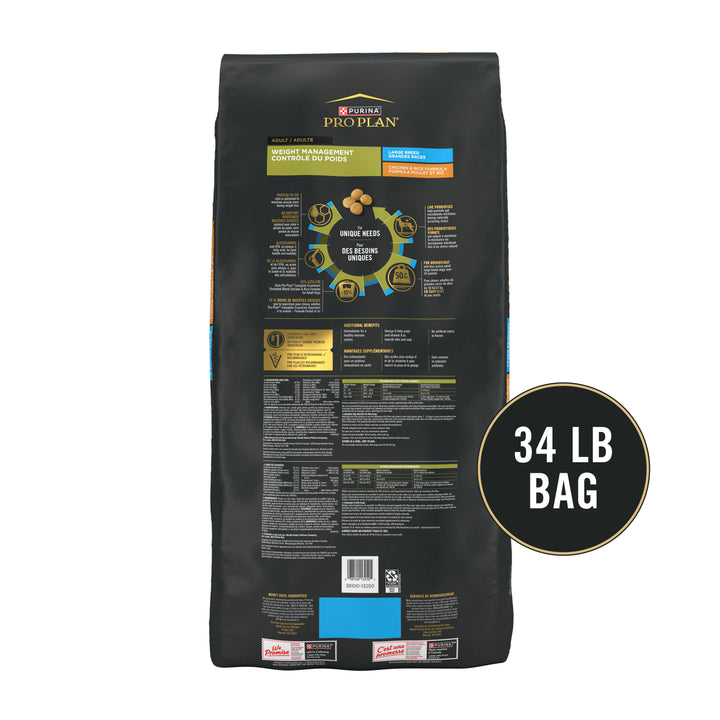 Purina Pro Plan Dog Weight Management Large Breed 34lb back