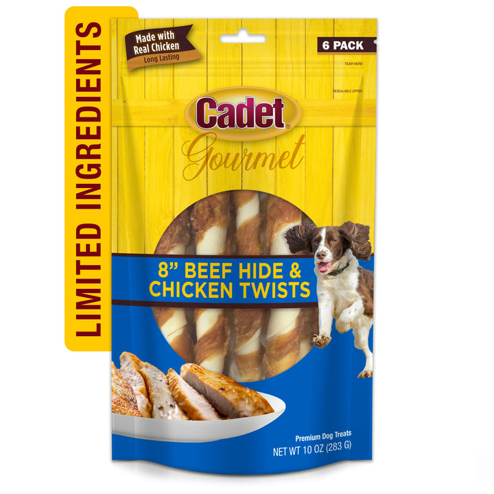 Cadet Gourmet Beef Hide &amp; Chicken Twists Sticks 10 Ounce (6 Count)