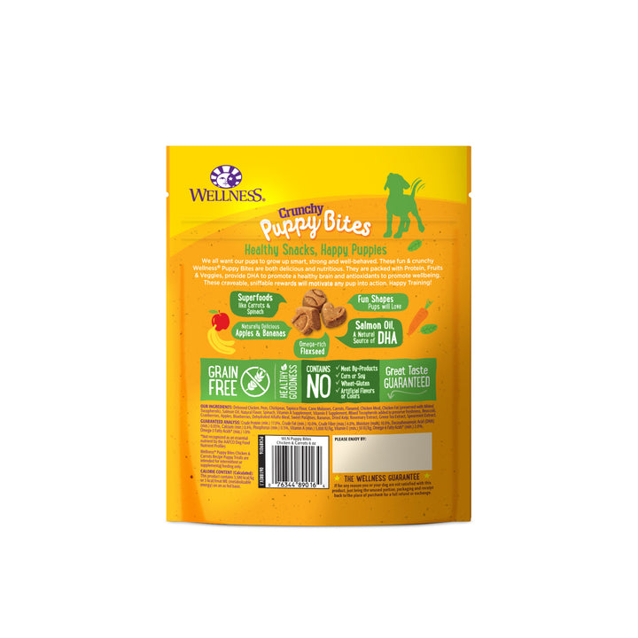 Wellness Puppy Treats, Natural, Training Treat, Grain Free, Crunchy Chicken &amp; Carrot (6 Ounce bag)