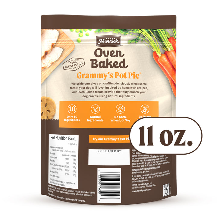 Merrick Oven Baked Grammys Pot Pie Dog Treat 11 oz back