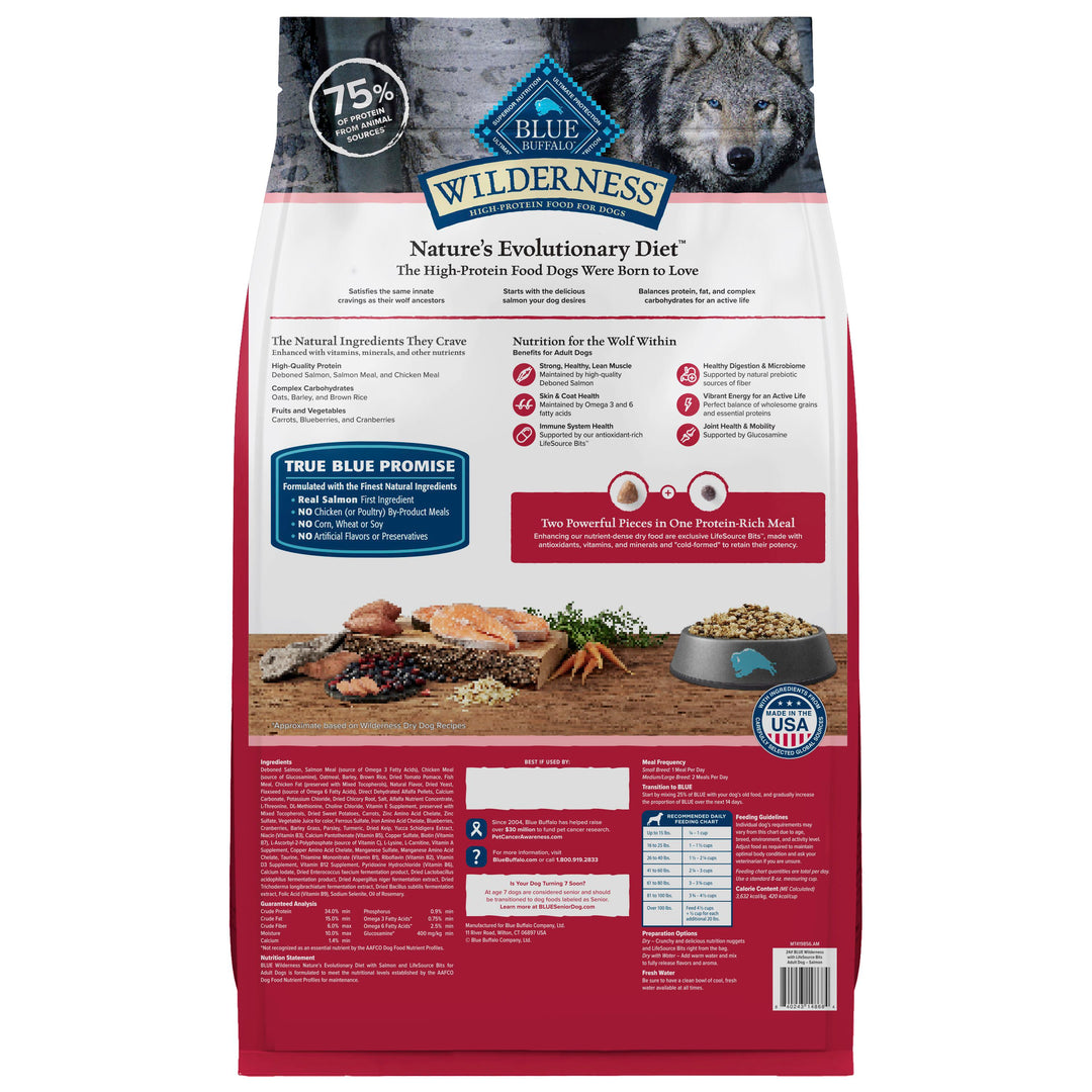 Blue Buffalo Wild High Protein Nat Adult Dry Whole Grain Sal 24 lb bag