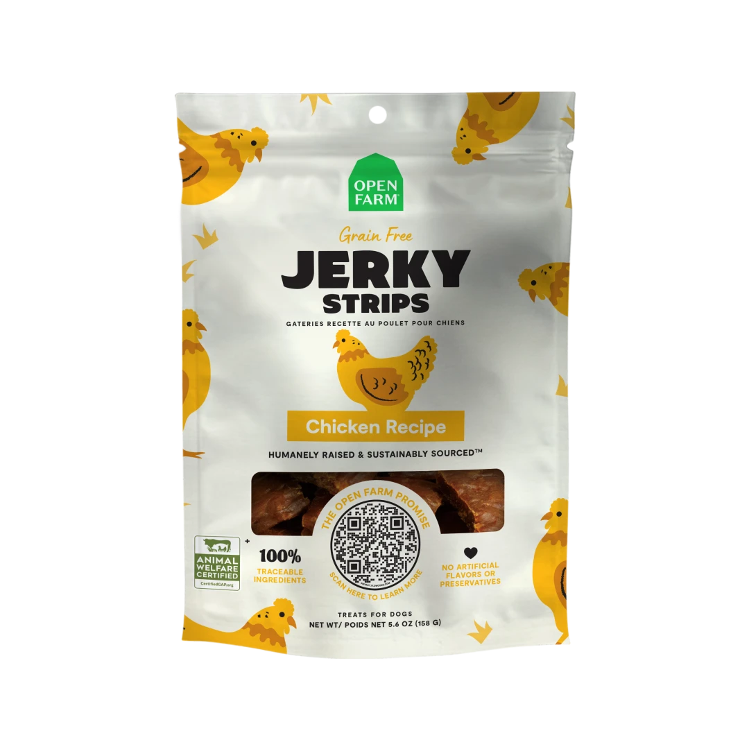 Open Farm Dog Treat GF Jerky Strips Chicken 5.6 oz