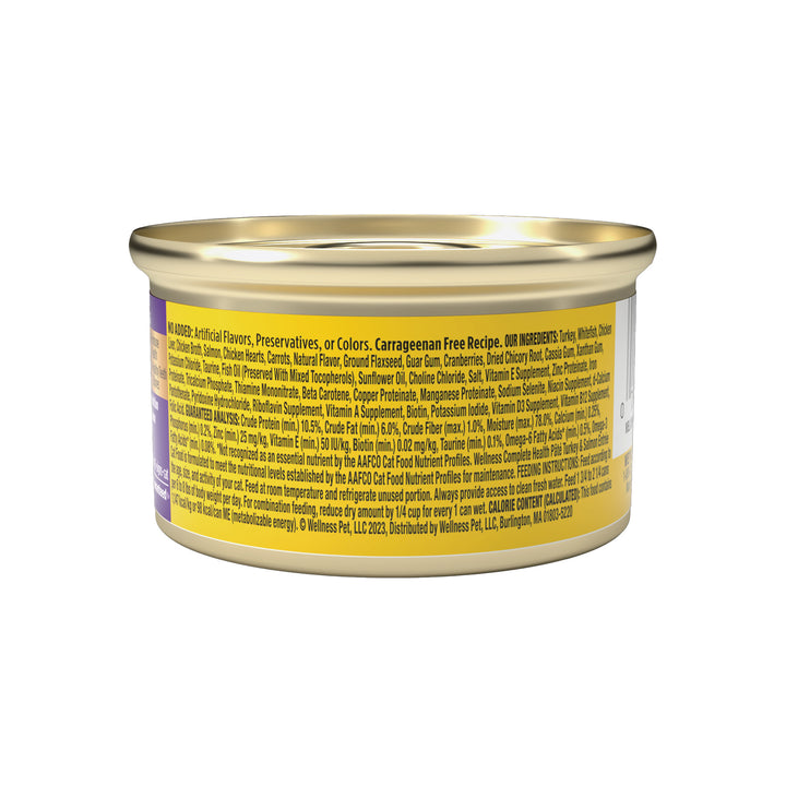 Wellness Complete Health Pate Adult Wet Cat Food, Natural, Protein-Rich, Grain Free, 3 Ounce, 24 Pack, (Turkey &amp; Salmon)