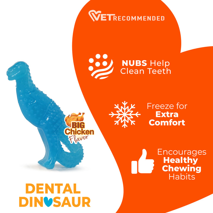 Nylabone Puppy Chew Dental Dinosaur Teething Dog Toy Chicken Small (1 Count)