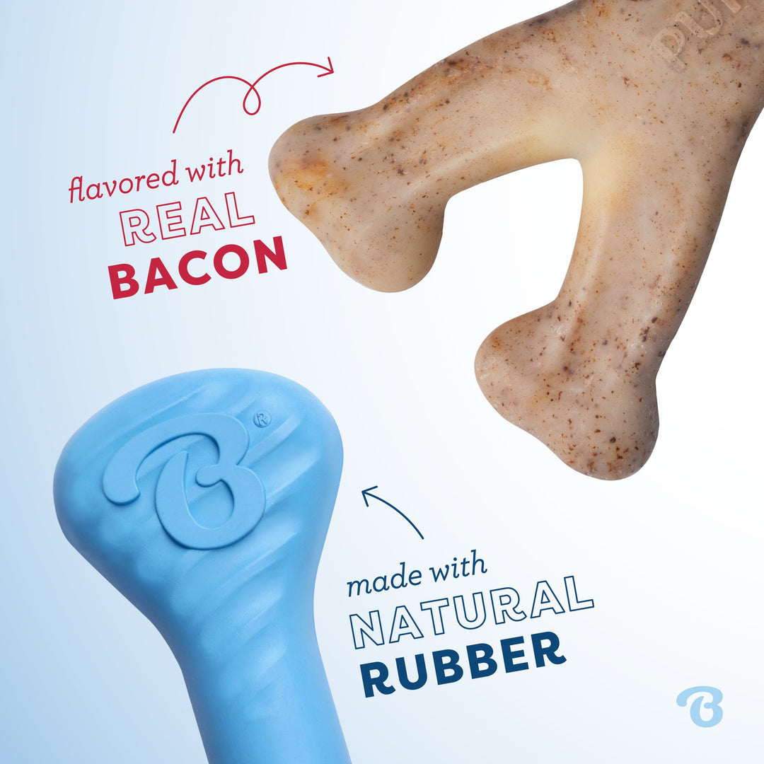 Benebone Puppy Rubber Bone  Wishbone Bacon Tiny 2 pk